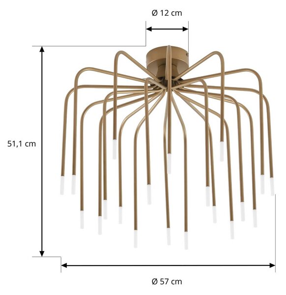 Lampa sufitowa Ariadne Lucande, możliwość ściemniania, mosiężny / złoty, salon / jadalnia, metal, nowoczesny