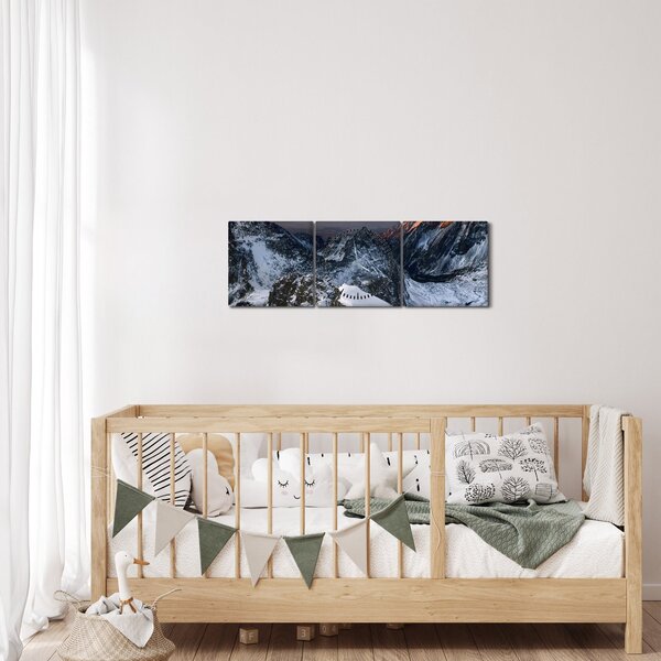Obraz - Wschód słońca w górach (z zegarem) (90x30 cm)