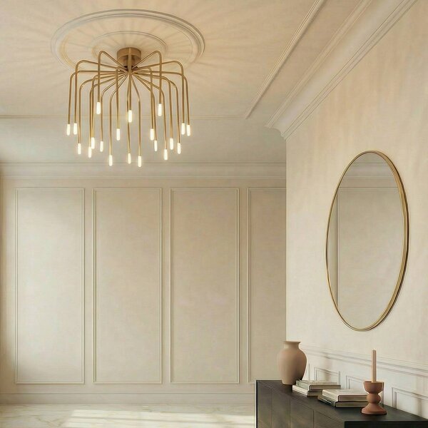 Lampa sufitowa Ariadne Lucande, możliwość ściemniania, mosiężny / złoty, salon / jadalnia, metal, nowoczesny