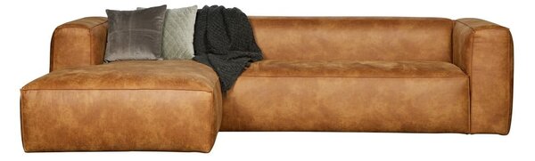 Brązowy narożnik ze skóry z recyklingu WOOOD Bean, lewostronny