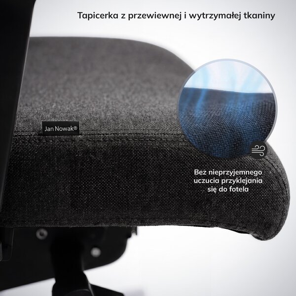 Regulowany fotel biurowy do pracy przy komputerze Vector, ciemnoszara tkanina