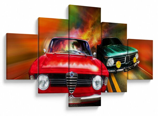 Obraz - Retro samochody wyścigowe (125x70 cm)