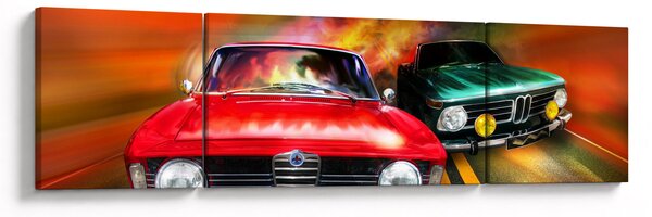 Obraz - Retro samochody wyścigowe (170x50 cm)