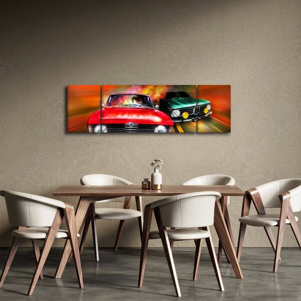 Obraz - Retro samochody wyścigowe (170x50 cm)
