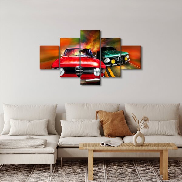Obraz - Retro samochody wyścigowe (125x70 cm)
