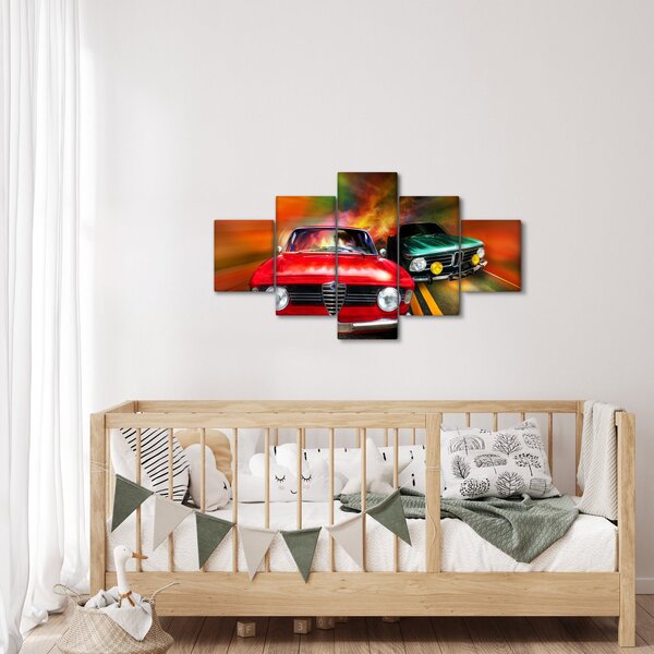 Obraz - Retro samochody wyścigowe (125x70 cm)