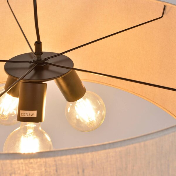 COREP Lampa wisząca Tambour, możliwość ściemniania, kremowy / amber, salon / jadalnia, tkanina / materiał / jedwab