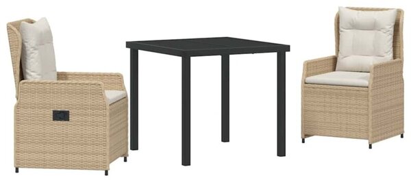 Zestaw Mebli Ogrodowych Komplet Jadalniany 3-Częściowy Rattan Na Taras Balkon Ogród