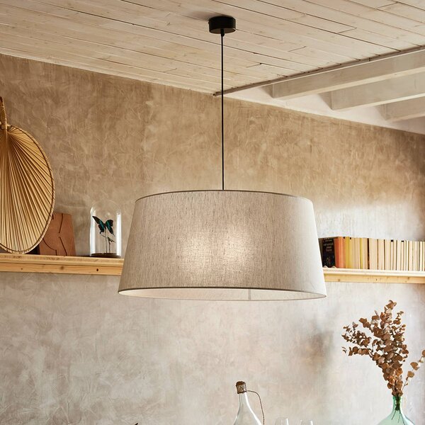 COREP Lampa wisząca Tambour, możliwość ściemniania, kremowy / amber, salon / jadalnia, tkanina / materiał / jedwab