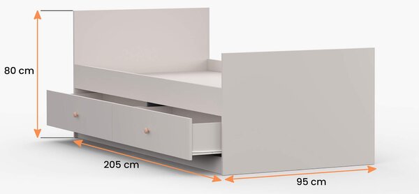 MebleMWM Łóżko OLAF 90x200 | Cashmere