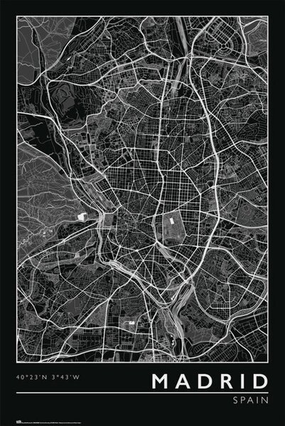 Plakat, Obraz Madrid - City Map, (61 x 91.5 cm)