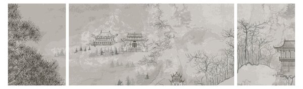 Obraz - Chiński krajobraz (170x50 cm)