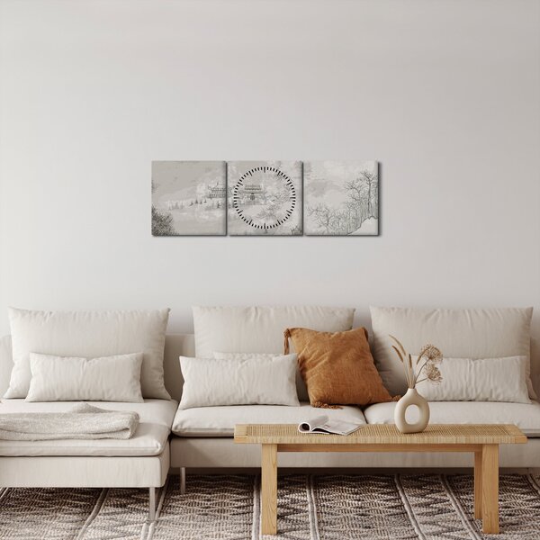 Obraz - Chiński krajobraz (z zegarem) (90x30 cm)