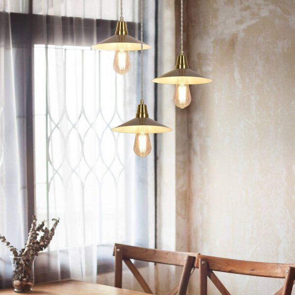 COREP Lampa wisząca Claudette, możliwość ściemniania, kremowy / amber, salon / jadalnia, metal, vintage