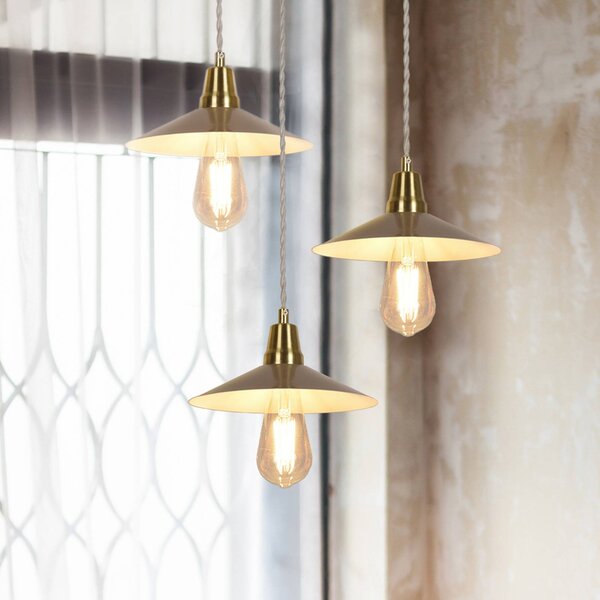 COREP Lampa wisząca Claudette, możliwość ściemniania, kremowy / amber, salon / jadalnia, metal, vintage