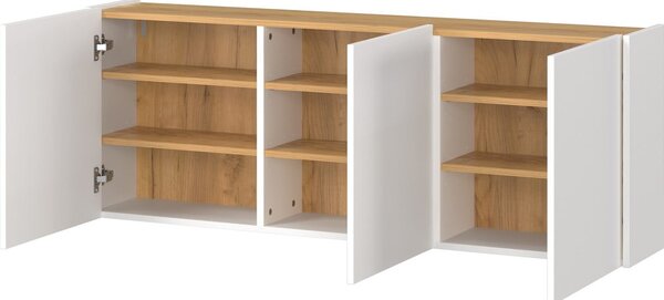 Biała szafka w dekorze dębu wisząca 138x52x25 cm Libbiano – Germania