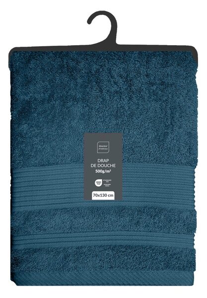 Ciemnoniebieski bawełniany ręcznik kąpielowy frotte 70x130 cm Tendresse – douceur d'intérieur