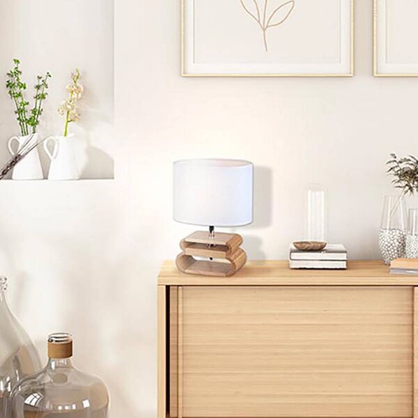 COREP Lampa stołowa Oslo, biały / opal, salon / jadalnia, drewno, skandynawski