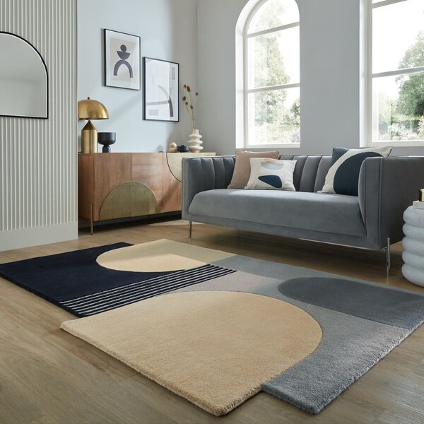 Czarno-szary wełniany dywan tkany ręcznie 120x180 cm Lozenge Monochrome – Flair Rugs