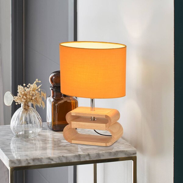 COREP Lampa stołowa Oslo, żółty / pomarańczowy, salon / jadalnia, drewno