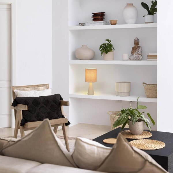 COREP Lampa stołowa Sally, kremowy / amber, salon / jadalnia, metal, nowoczesny