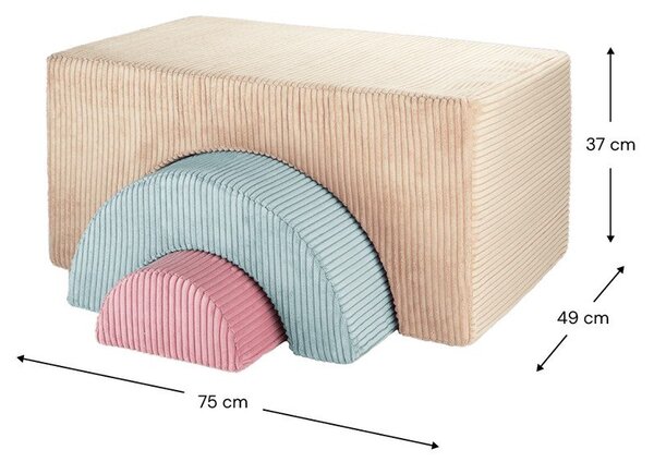 Jasnobrązowy sztruksowy piankowy plac zabaw 3 szt. wysokość 37 cm 75x49 cm Rainbow Montessori – Wigiwama