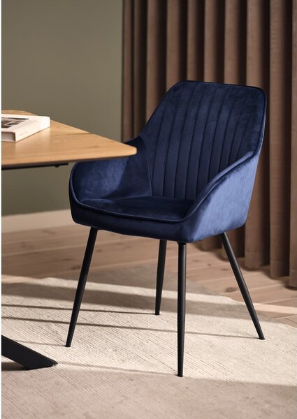 Ciemnoniebieskie tapicerowane fotele jadalniane zestaw z podłokietnikami 2 szt. Nolan Stripe – Unique Furniture