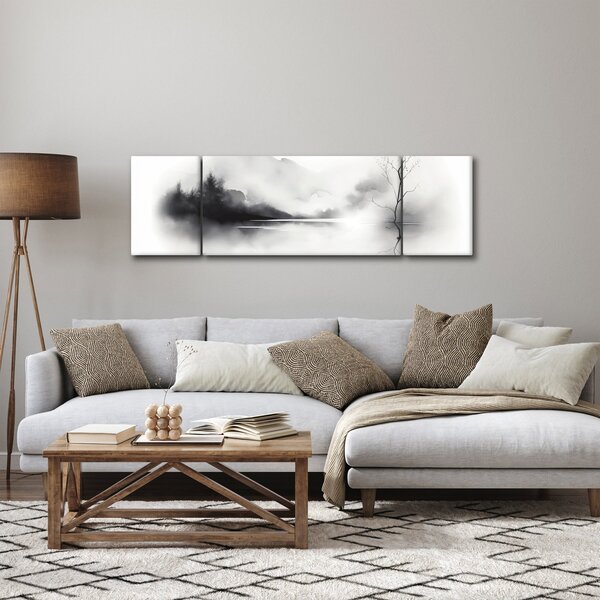 Obraz - Malowany tuszem krajobraz (170x50 cm)