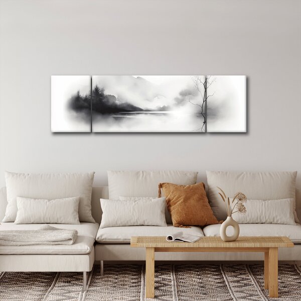 Obraz - Malowany tuszem krajobraz (170x50 cm)