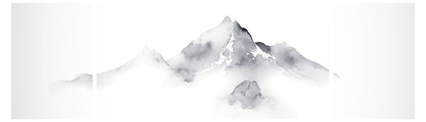 Obraz - Obraz gór namalowany tuszem (170x50 cm)