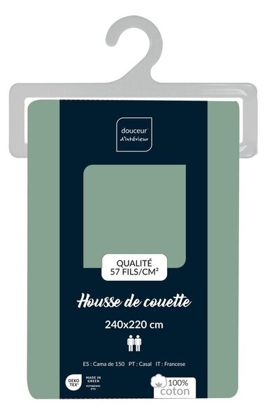 Zielona bawełniana poszwa na kołdrę dwuosobowa 240x220 cm Lina – douceur d'intérieur