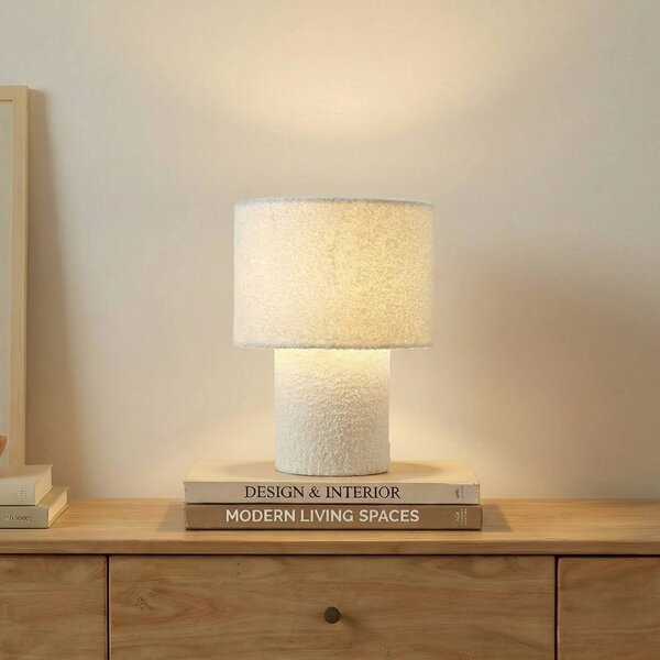 Lampa stołowa Jone Lindby, biały / opal, salon / jadalnia, tkanina / materiał / jedwab, nowoczesny