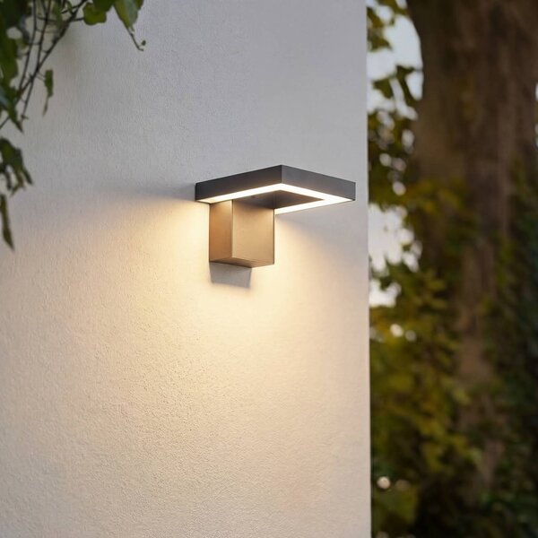 Kinkiet zewnętrzny LED Orbin Lindby, aluminiowy / szary / cynkowy, aluminium, nowoczesny