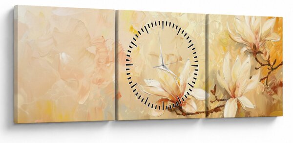 Obraz - Kwiaty (z zegarem) (90x30 cm)