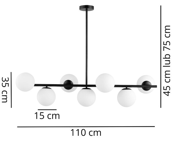 LAMPA WISZĄCA SUFITOWA NOWOCZESNA CZARNA BIAŁE KULE FREDICA 7