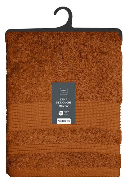 Bawełniany ręcznik kąpielowy frotte w kolorze terakoty 70x130 cm Tendresse – douceur d'intérieur
