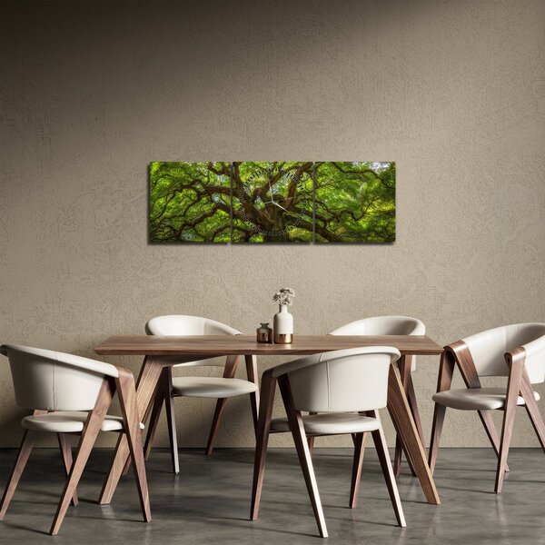 Obraz - Zielone drzewo (z zegarem) (90x30 cm)