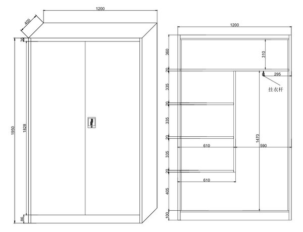 Uniwersalna szafka metalowa, 4 półki, 1950 x 1200 x 400 mm, niebieskie drzwi