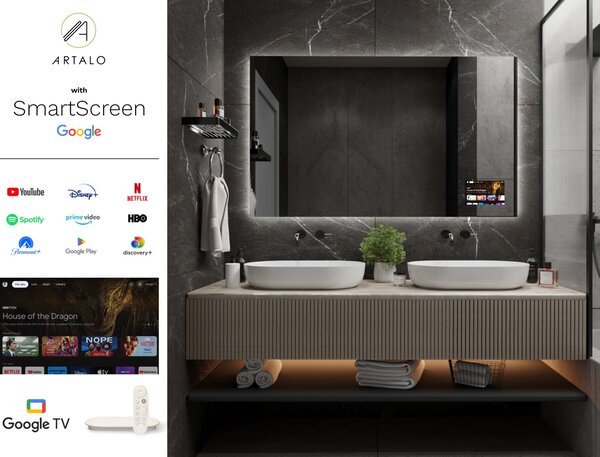 SMART LED lustro do łazienki z oświetleniem M24 + SmartScreen with Google TV