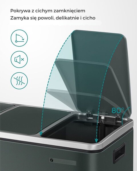 Kosz do segregacji odpadów SORT 54 l (3×18 l), antracyt/srebrny SongmicsHome