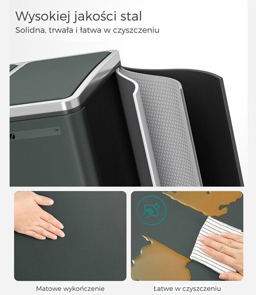 Kosz do segregacji odpadów SORT 54 l (3×18 l), antracyt/srebrny SongmicsHome