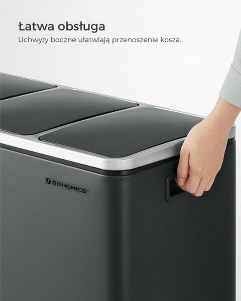 Kosz do segregacji odpadów SORT 54 l (3×18 l), antracyt/srebrny SongmicsHome