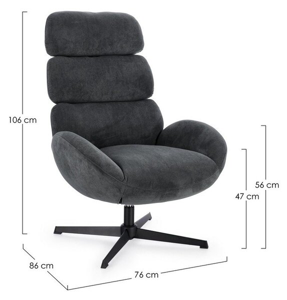 Czarny obrotowy fotel Violante – Bizzotto