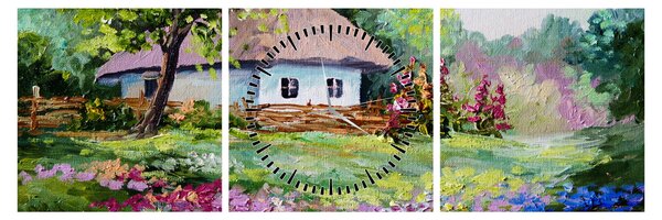 Obraz - Domek (z zegarem) (90x30 cm)