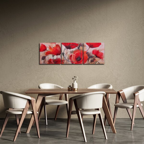 Obraz - Wilcze maki (z zegarem) (90x30 cm)