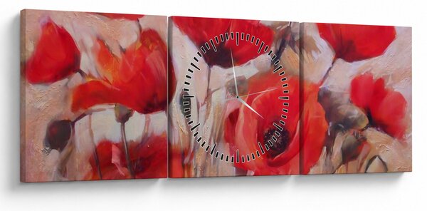 Obraz - Wilcze maki (z zegarem) (90x30 cm)