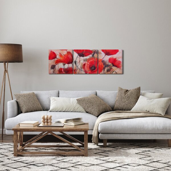 Obraz - Wilcze maki (z zegarem) (90x30 cm)