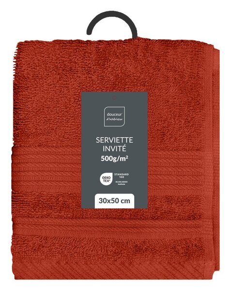 Ceglasty bawełniany ręcznik frotte 30x50 cm Tendresse – douceur d'intérieur