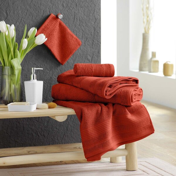 Ceglasty bawełniany ręcznik frotte 50x90 cm Tendresse – douceur d'intérieur