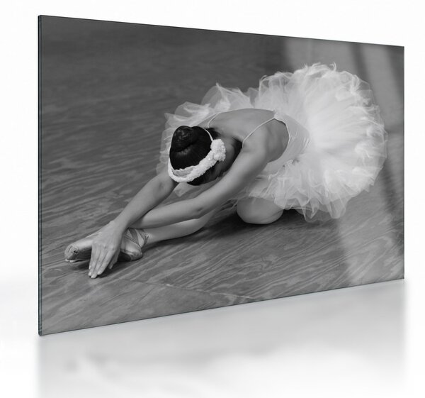 Obraz na szkle - Balerina, czarno-biały (70x50 cm)